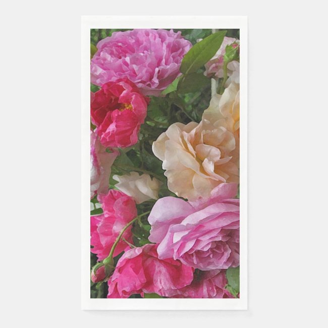 Vintage Rose Flowers Floral Paper Guest Towel