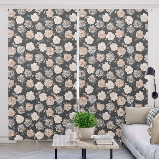 Vintage Rose Flowers Grey Gray Pattern Blackout Curtains