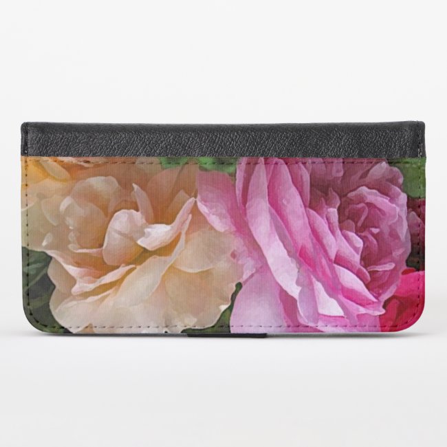 Vintage Rose Flowers iPhone X Wallet Case