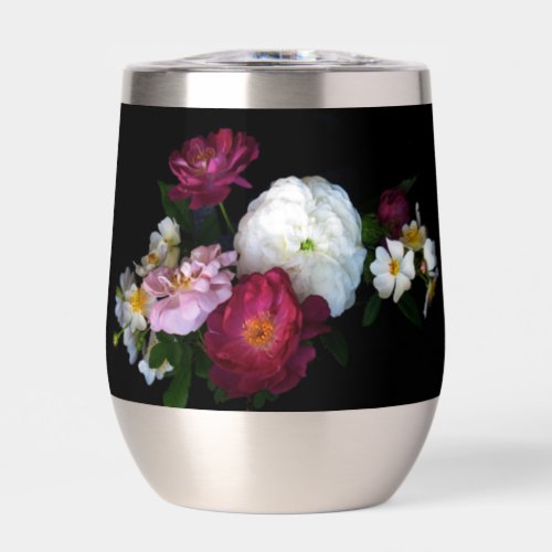 Vintage Rose Flowers Thermal Stemless Wine Tumbler