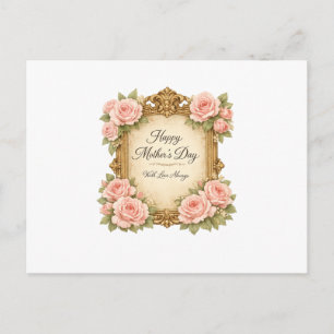 Vintage Rose Frame Mother's Day Antique Holiday Postcard
