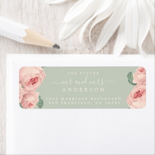 Vintage Rose Future Mr Mrs Wedding Return Address Label