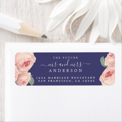 Vintage Rose Future Mr Mrs Wedding Return Address Label