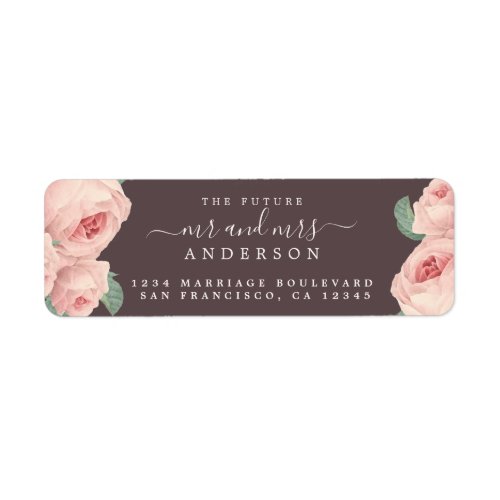 Vintage Rose Future Mr Mrs Wedding Return Address Label