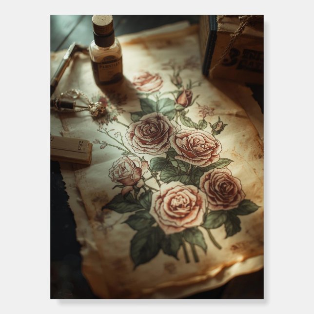 Vintage Rose Garden Botanical Poster (Front)