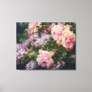 Vintage Rose Garden Cascade Wrapped Canvas Print by LeAnnS123 at Zazzle