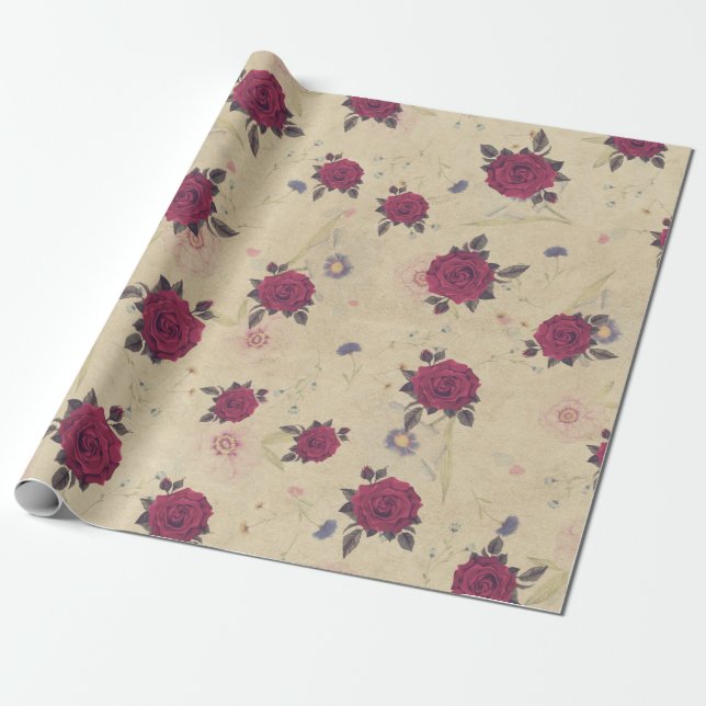 Vintage Rose Garden Elegant Stylish Wrapping Paper (Unrolled)