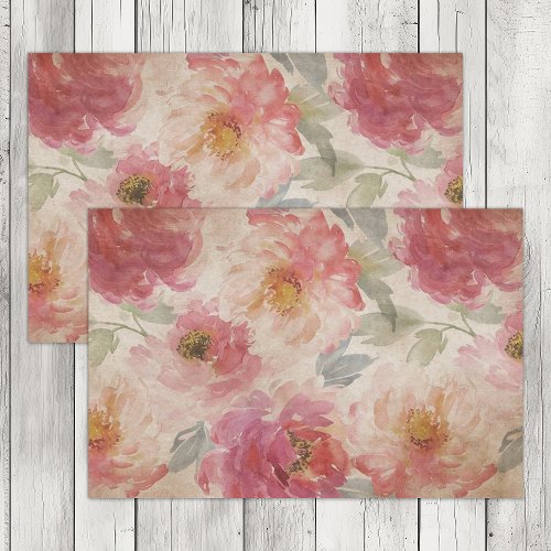 VINTAGE ROSE GARDEN FLORAL DECOUPAGE TISSUE PAPER