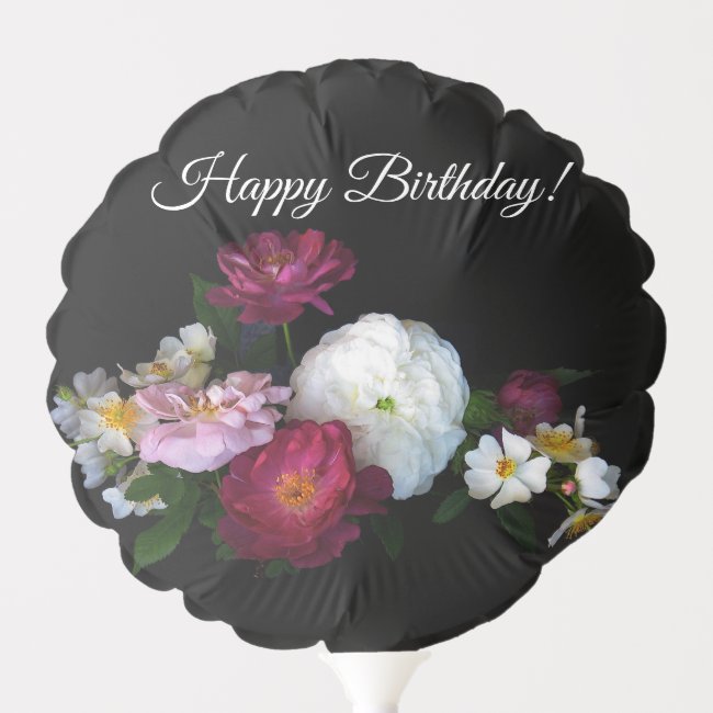 Vintage Rose Garden Flowers Birthday Balloon