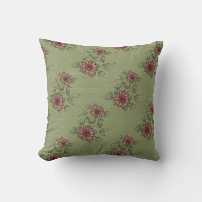 Vintage Rose Garden MoJo Throw Pillow (Front)