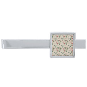 Vintage Rose Garden Silver Finish Tie Bar