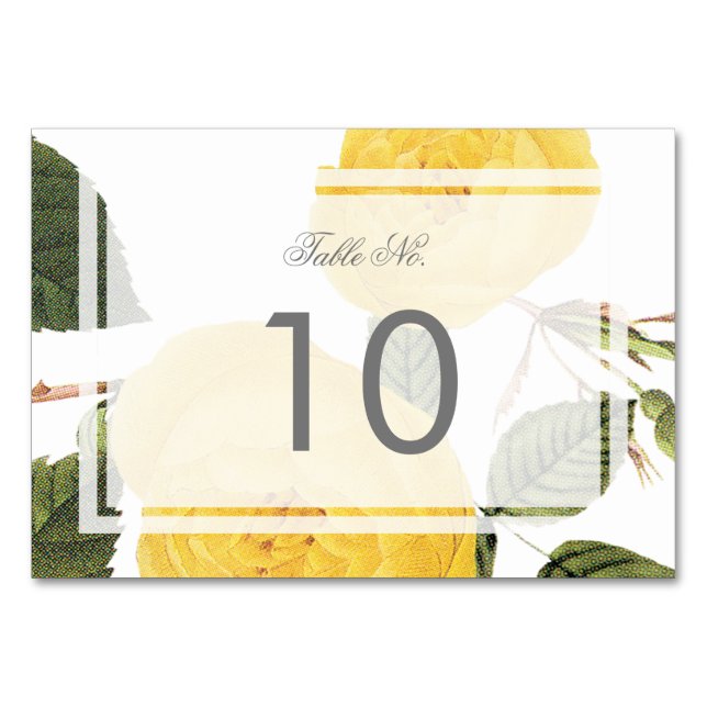 Vintage Rose Garden Table Number Card -white (Front)