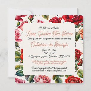 Vintage Rose Garden Tea Party Invitation