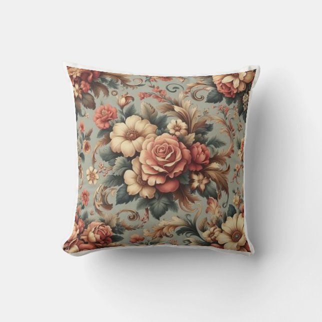 Vintage rose garden  Throw Pillow 2 (Front)