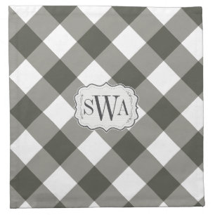 Vintage Rose Gingham family Monogram Farmhouse Cloth Napkin