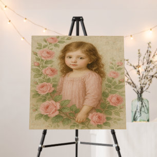 Vintage Rose Girl Portrait Foam Board