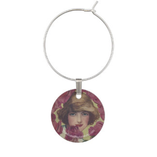 Vintage Rose Girl Wine Charm