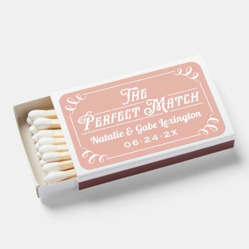 Vintage Rose Gold Custom Wedding Monogram Matchboxes