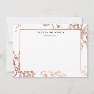 Vintage Rose Gold Floral Pattern Flat Note Card