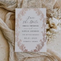 Vintage Rose Gold Floral Wedding Save The Date 