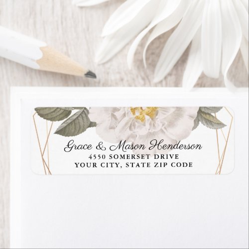 Vintage Rose Gold Frame Wedding Return Address Label