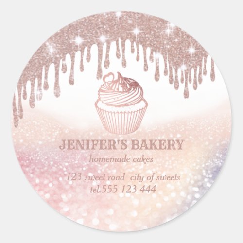 Vintage Rose gold Homemade cupcakes and sweets Classic Round Sticker