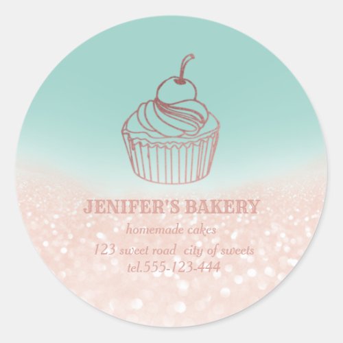 Vintage Rose gold Homemade cupcakes and sweets Classic Round Sticker