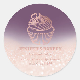 Vintage Rose gold Homemade cupcakes and sweets Classic Round Sticker
