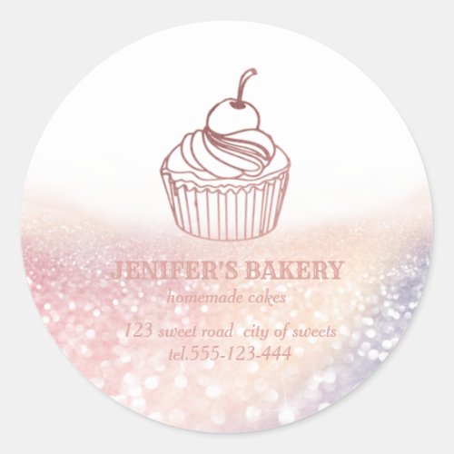 Vintage Rose gold Homemade cupcakes and sweets Classic Round Sticker