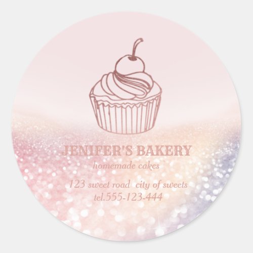 Vintage Rose gold Homemade cupcakes and sweets Classic Round Sticker