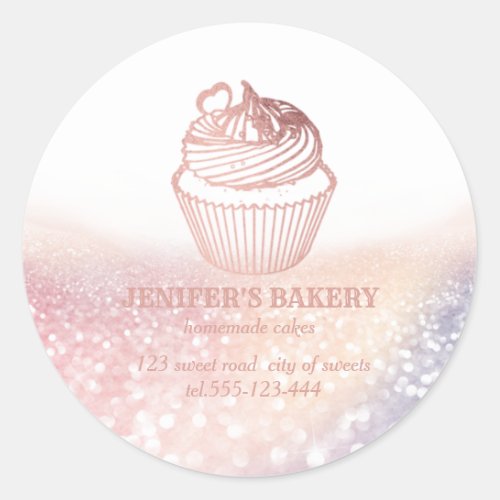 Vintage Rose gold Homemade cupcakes and sweets Classic Round Sticker