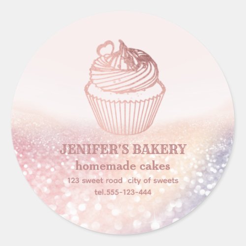 Vintage Rose gold Homemade cupcakes and sweets  Classic Round Sticker