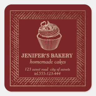 Vintage Rose gold Homemade cupcakes and sweets Square Sticker