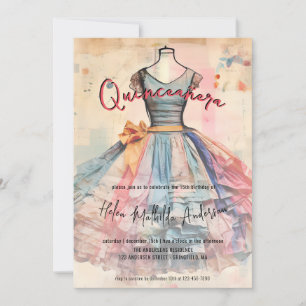 Vintage Rose Gold Princess Dress Photo Quinceanera Invitation