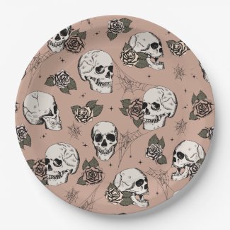 Vintage Rose Gothic Skulls and Roses Halloween