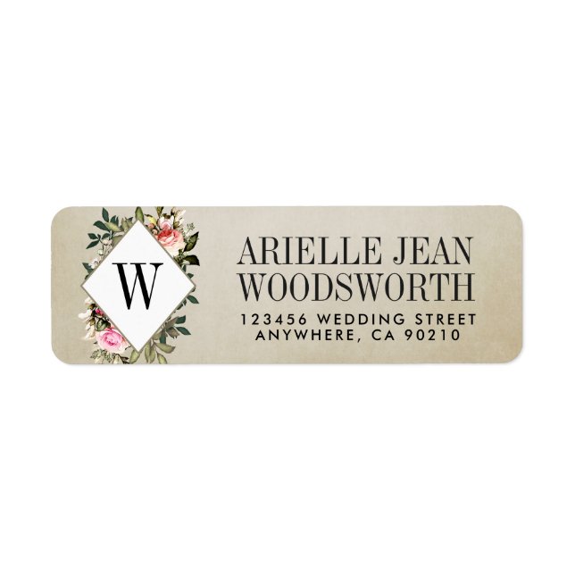 Vintage Rose Greenery Wedding Address Labels (Front)
