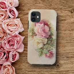 Vintage Rose Handpainted Style Roses iPhone 11 Case