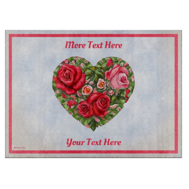 Vintage Rose Heart Cutting Board (Front)