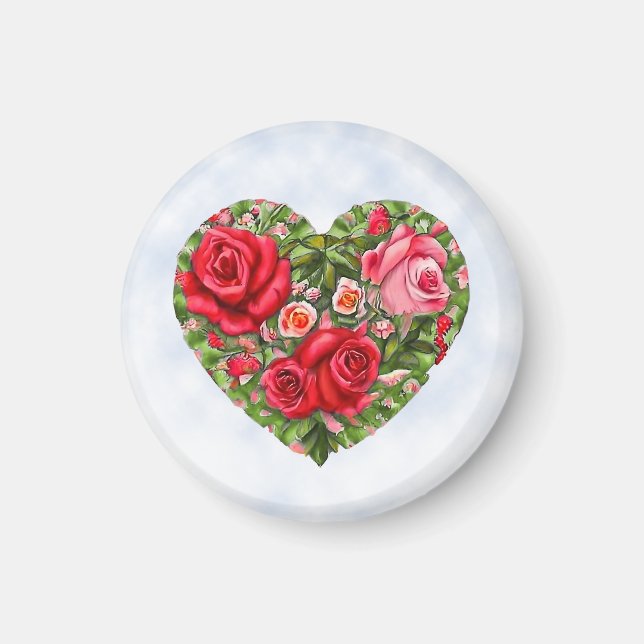 Vintage Rose Heart  Magnet (Front)
