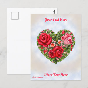 Vintage Rose Heart Postcard
