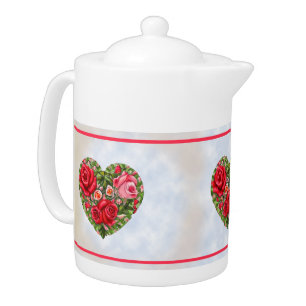 Vintage Rose Heart  Teapot