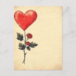 Vintage Rose HeartvLove Valentine's Day Postcard
