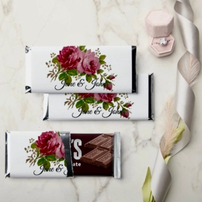 Vintage Rose Hershey's Chocolate Bars (1.55 oz.) (Hershey’s Chocolate Bars D:5.5"w x 2.25”h. Standard 1.55 oz made in the USA. Kosher ⓊD
)