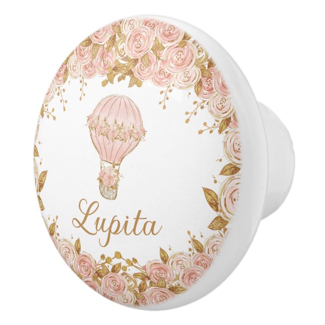 Vintage Rose Hot Air Balloon Nursery Ceramic Knob (Right)