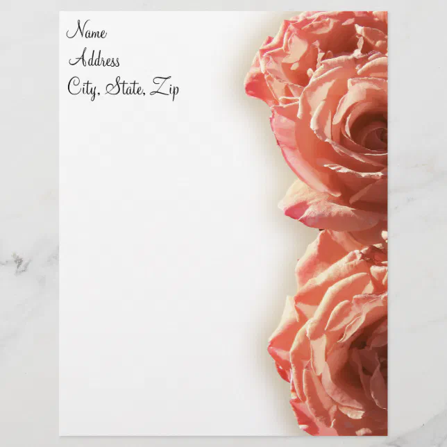 Rust Roses Letter Head Vintage Rose I Letterhead | Zazzle