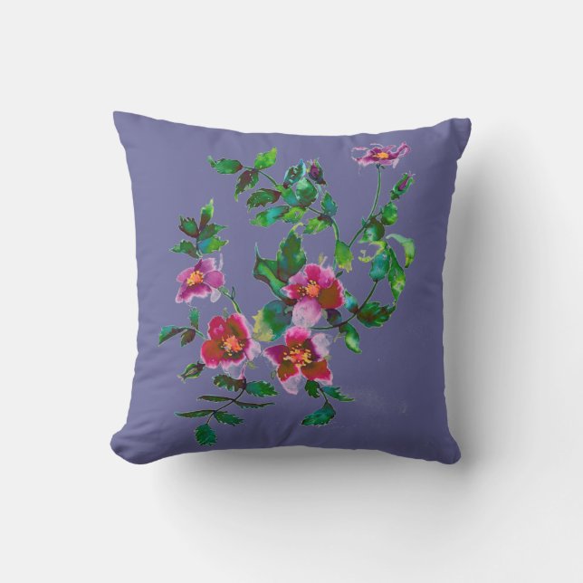 Vintage Rose - lavender Throw Pillow (Front)
