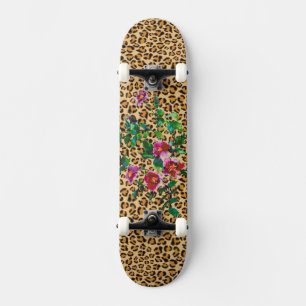 Vintage Rose - leopard print Skateboard Deck