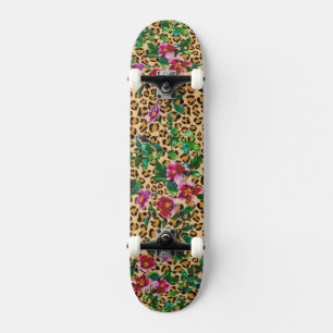 Vintage Rose - leopard print Skateboard Deck