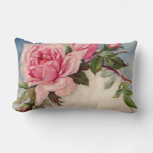 Vintage Rose Lumbar Pillow 13 x 21