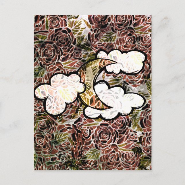 Vintage Rose Moon Abstract Roses Moonchild Pattern Postcard (Front)